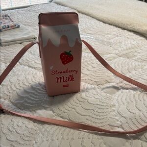 Strawberry milk carton crossbody bag